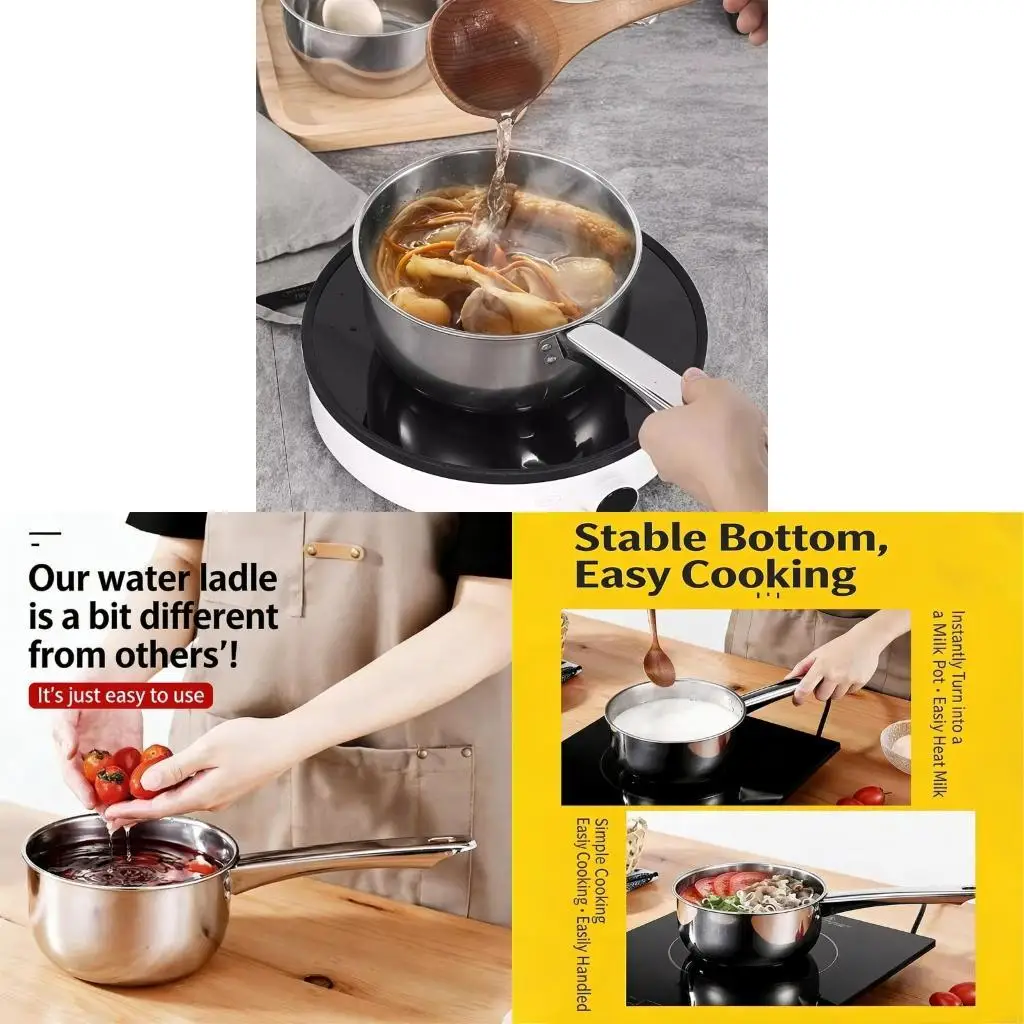 37ME Stainless Steel Water Scoops Multipurpose Water Spoon Short Handle Water Dipper