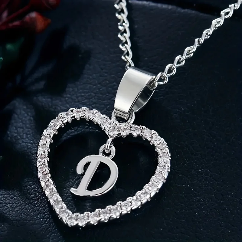 Bohemian Style Heart-shaped Letter Pendant Necklace, Wedding Party Gift For Men And Women,Delicate Gift for Men And Women image 4