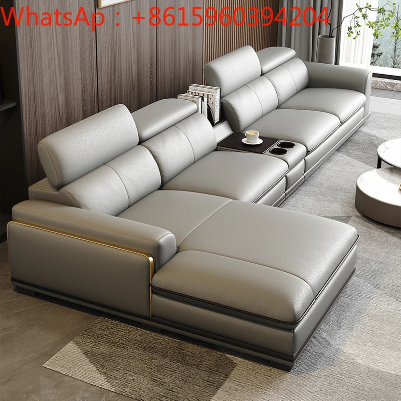 Nordic leather sofa modern simple size household about imperial concubine solid wood light luxury cowhide sofa combination