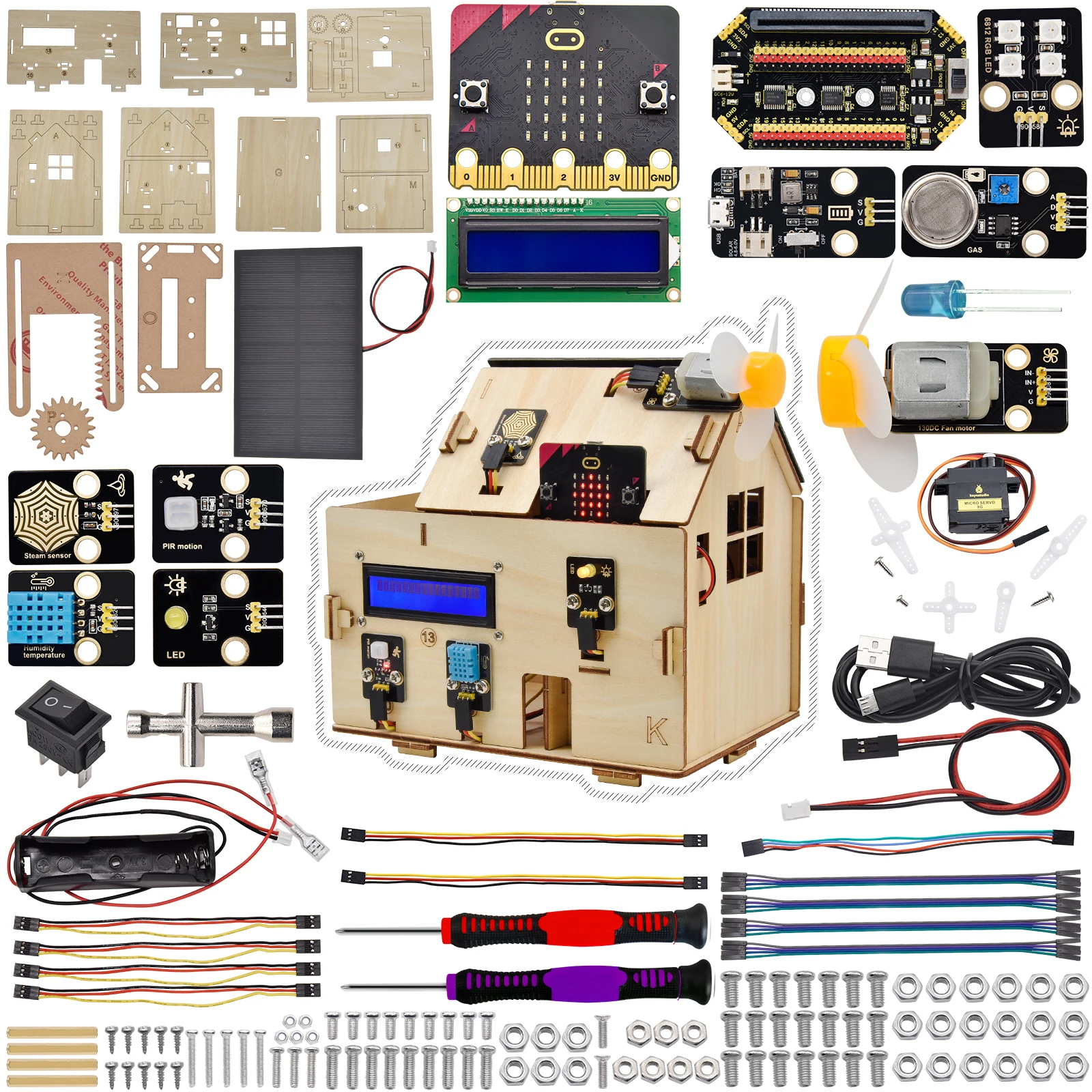 Kidsbits keyestudio microbit v2 starter kit casa inteligente v2 para bbc micro:bit starter kit diy stem python & makecode diy