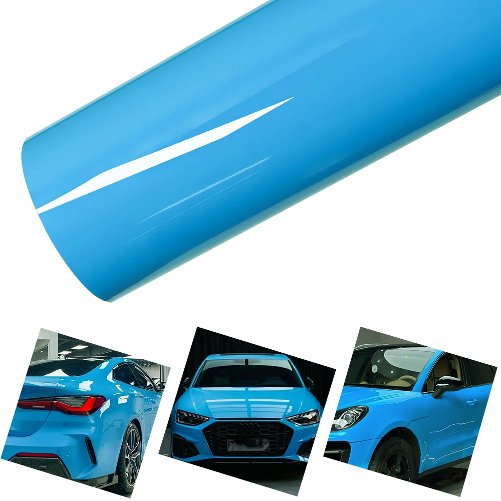 

PET Crystal Ice Cream Blue Car Vinyl Film Self-Adhesive Auto Wrapping Decal Sticker Car Body Interior Exterior Decoration Film