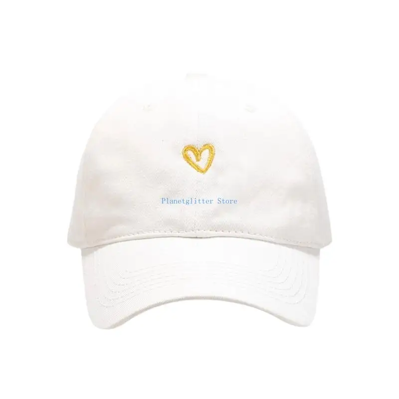 652B Heart Embroidery Baseball Cap Women Adjustable Sun Hat Outdoor Sport Headwear