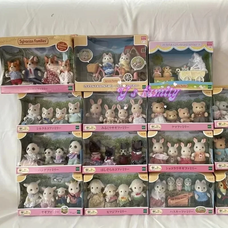 Sylvanian Families Figurki Anime Śliczne Kawaii Japońska Wersja Królik Szerokie Uszy Lis Perski Kot Rodzina Dziewczyny Prezenty Urodzinowe Zabawki