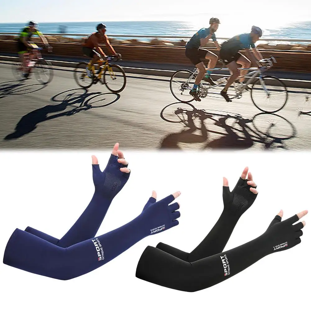 1 Pair Summer Ice Silk Arm Sleeves Anti-uv Cycling Hand Running Outdoor Comfortable Protector Cooling Fitnes S4v8