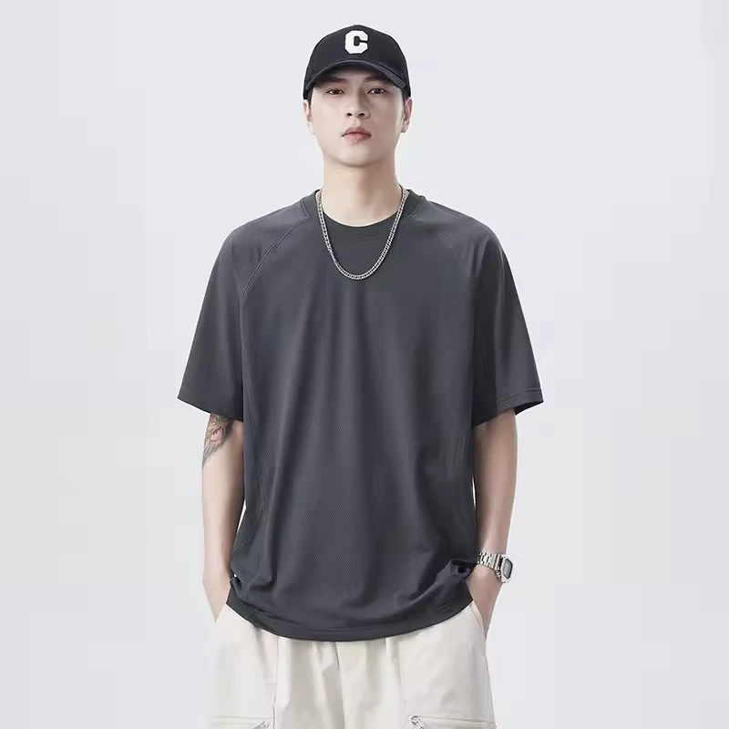 Men Summer Mesh Breathable Loose Casual Outdoor Track Quick Dry Techwear Short Sleeve T-shirt Streetwear Fashion T Shirts