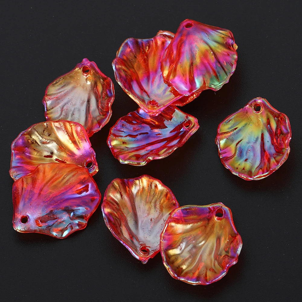 100pcs 17x20mm Acrylic Shell Petal Peony Piece Flower Charms Pendants DIY Earrings Bracelet Necklace Jewelry Making Wholesale