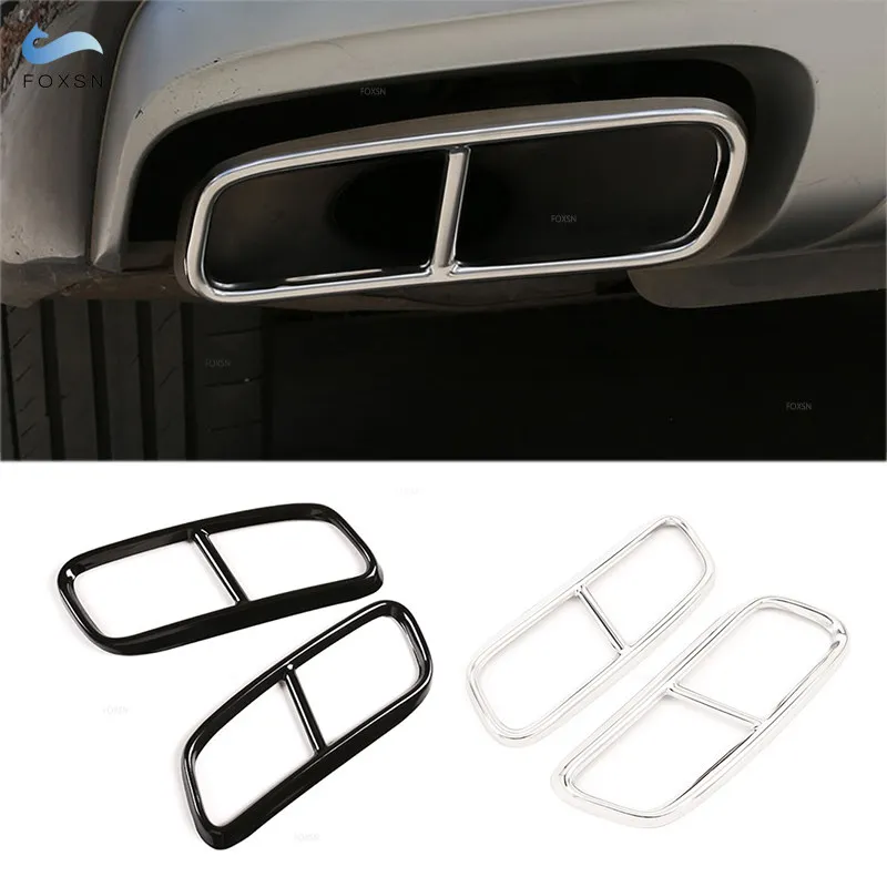 Car Exterior Accessories Tail Muffler Exhaust Pipe Output Trim For Audi Q7 2016 2017 2018 Stainless Steel Glossy Black / Silver