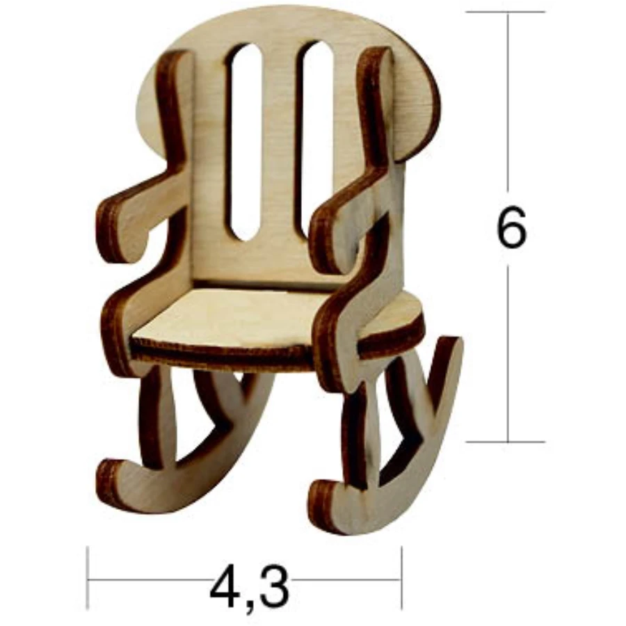 MN07 Miniature Rocking Chair, Raw Wood Miniature