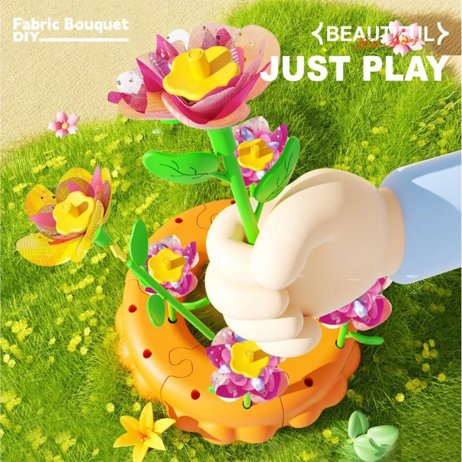 Spielzeug zur Herstellung von Blumenstrauß, pädagogisches Aktivitätsspielzeugset für die Blumenherstellung für Kleinkinder, pädagogische Lernkunstaktivität für 4–8 Jahre