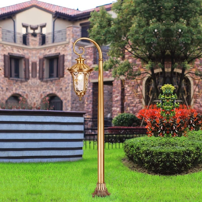 European solar lawn light, outdoor all-copper garden landscape light LED floor light