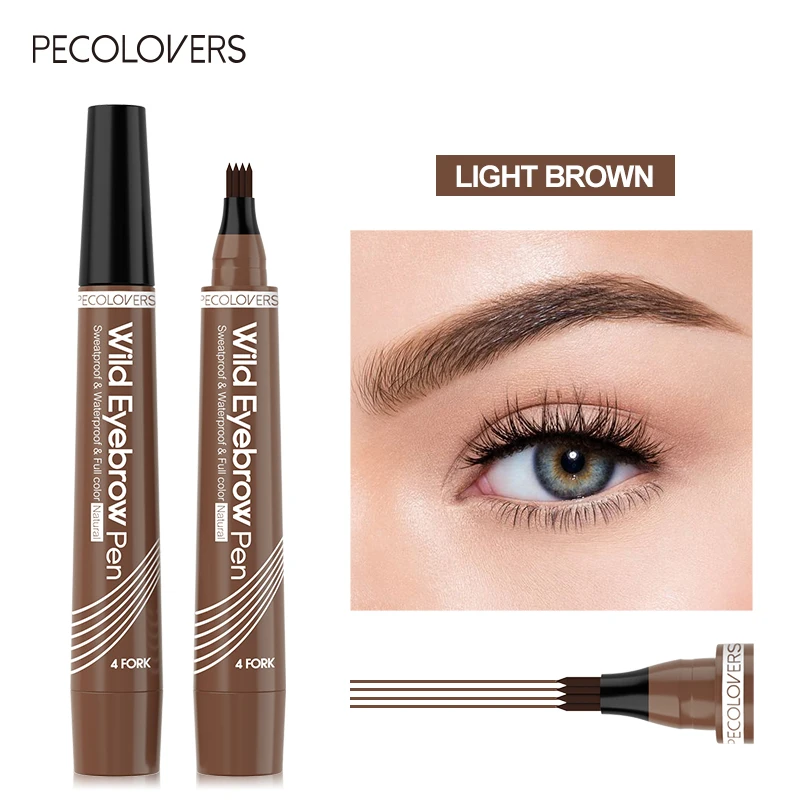 4 Point Eyebrow Pencil Waterproof Liquid Eyebrow Pen Long Lasting 4 Fork Tip Brow Pen Cosmetic Microblade Brow Pencil Makeup