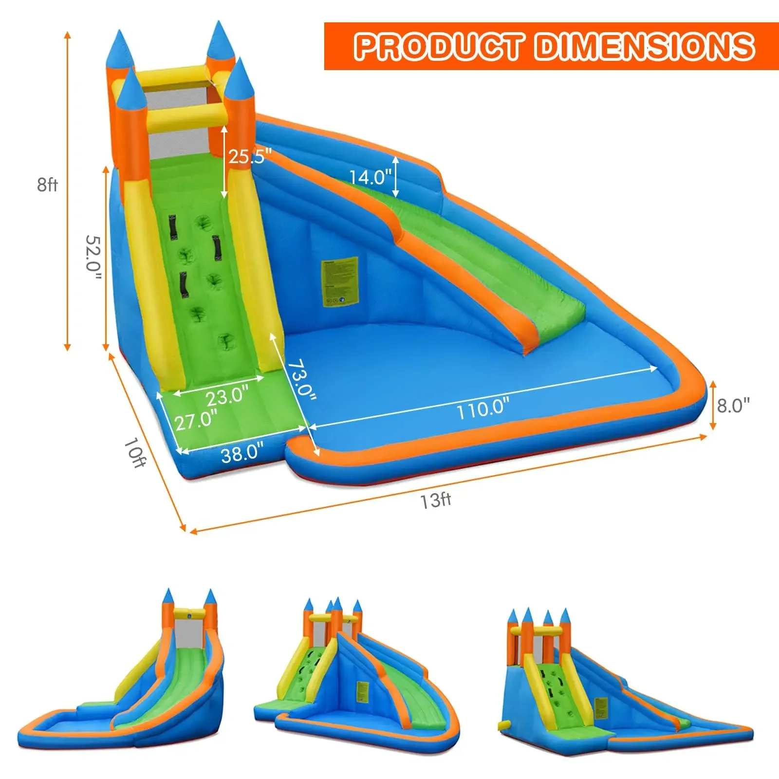 hot sale commercial kid's slide park pool big splash bouncer inflatable water slide with pool