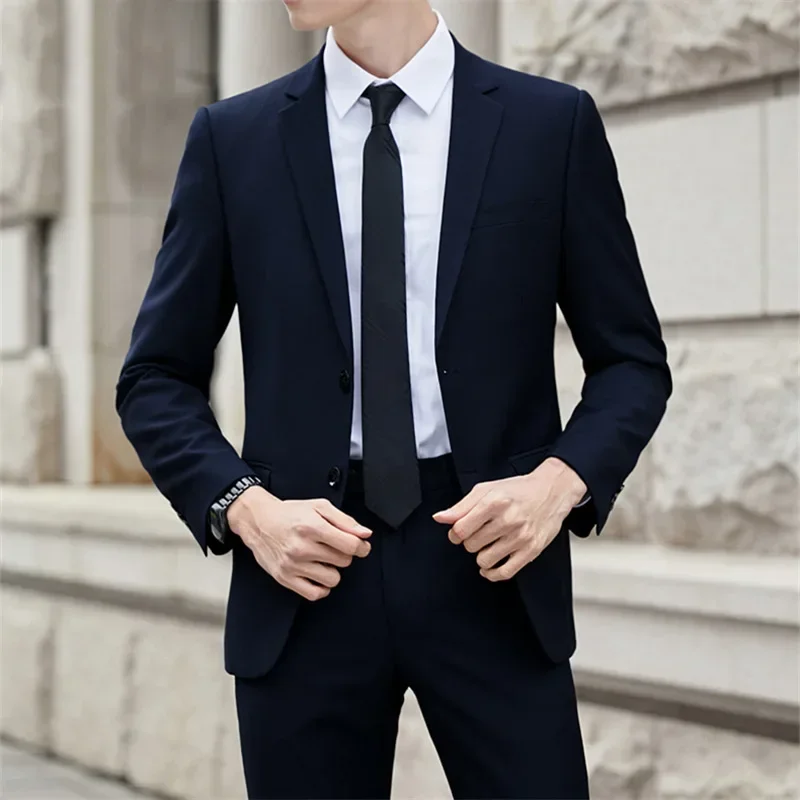 10151 suit flat lapel men's slim suit suit groom wedding dress host performance dress