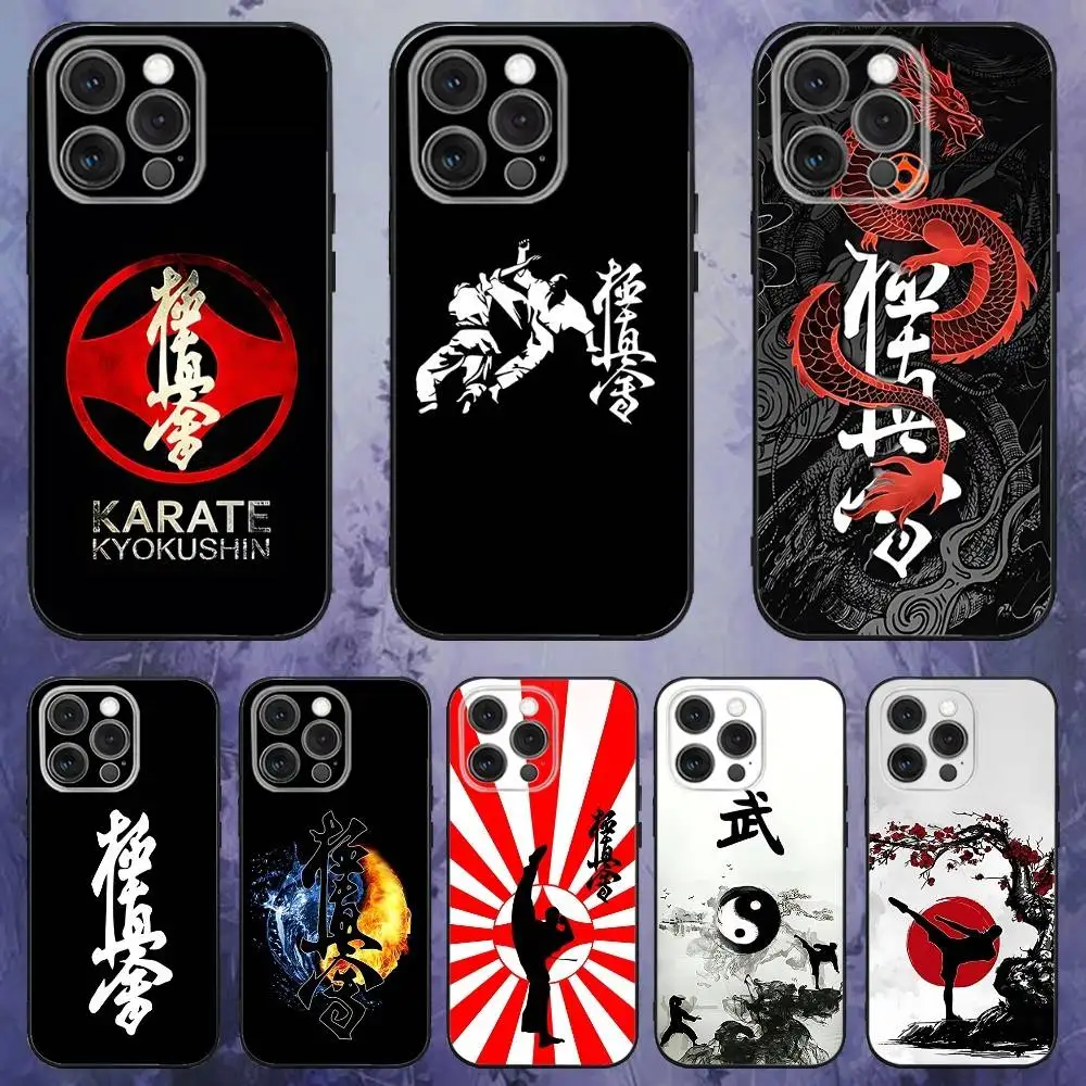 

Kyokushin Karate Symbol logo Phone Case For iPhone 17,16,15,14,13,12,Pro,Max,Plus,E,SE4,Air,Mini Black Soft Box