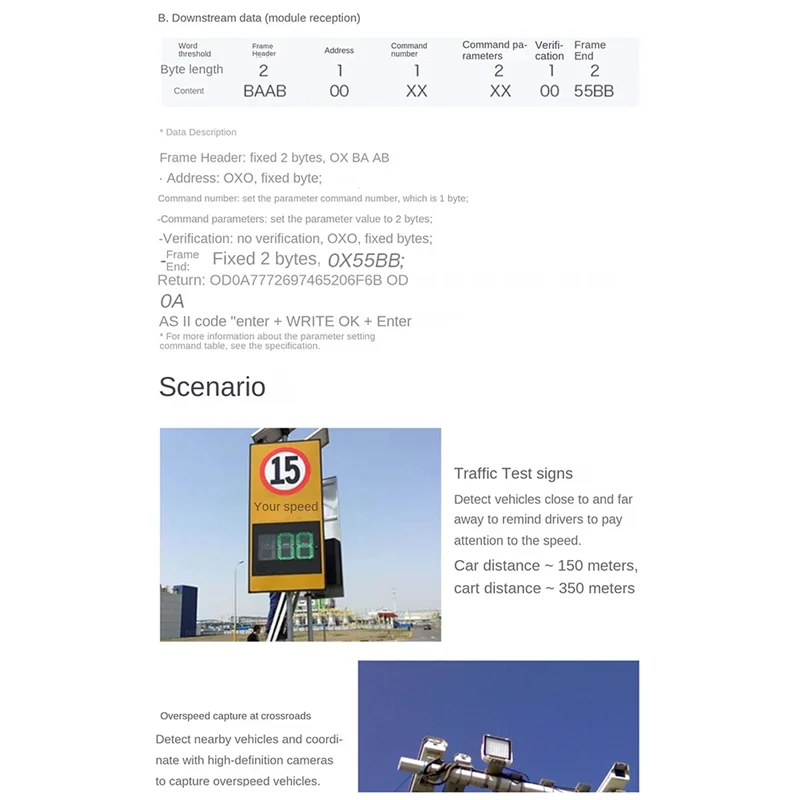 

NEW 24G Speed Module LD306S Traffic Vehicle Speed Feedback Monitoring Sensor RS485 Serial Communication