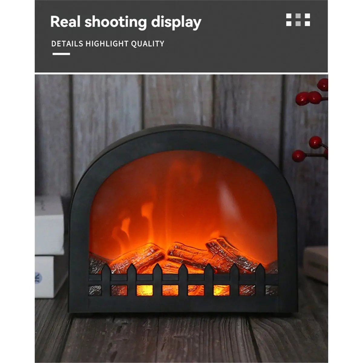 【HOT A88T】 LED Fireplace Lantern Flameless Light with Simulation Flame Table Decor Lamp Fireplace Ornament for Cozy Home Decor