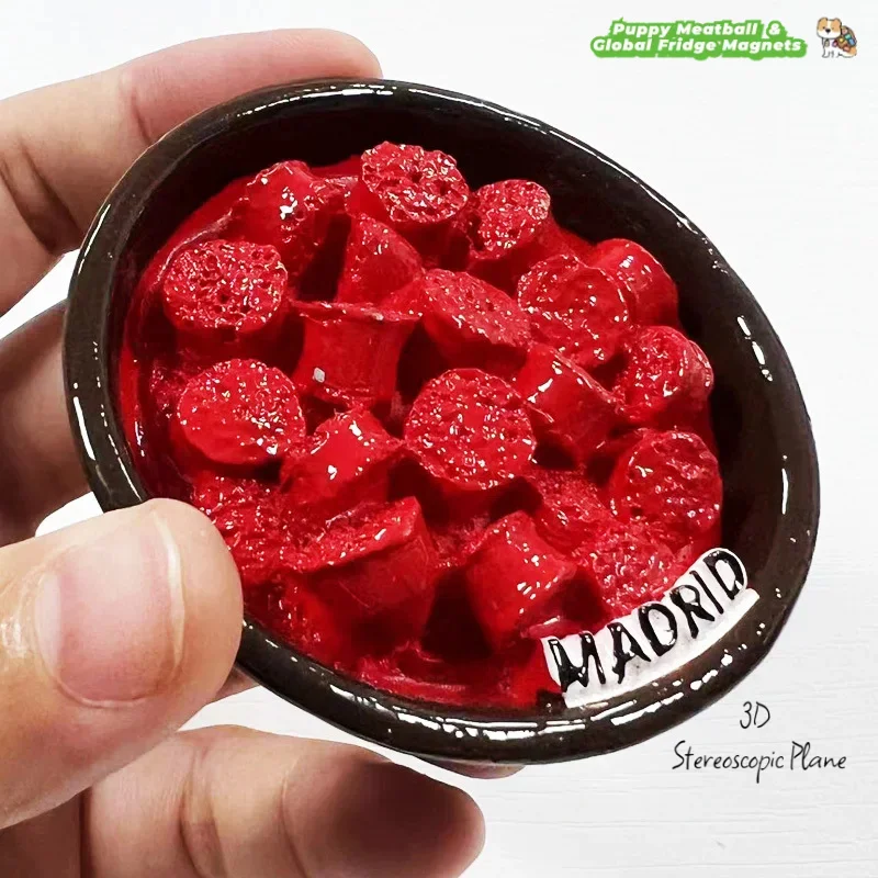 Madrid, España, fresa fresca, imán magnético para refrigerador, recuerdo de viaje, decoración magnética 3D