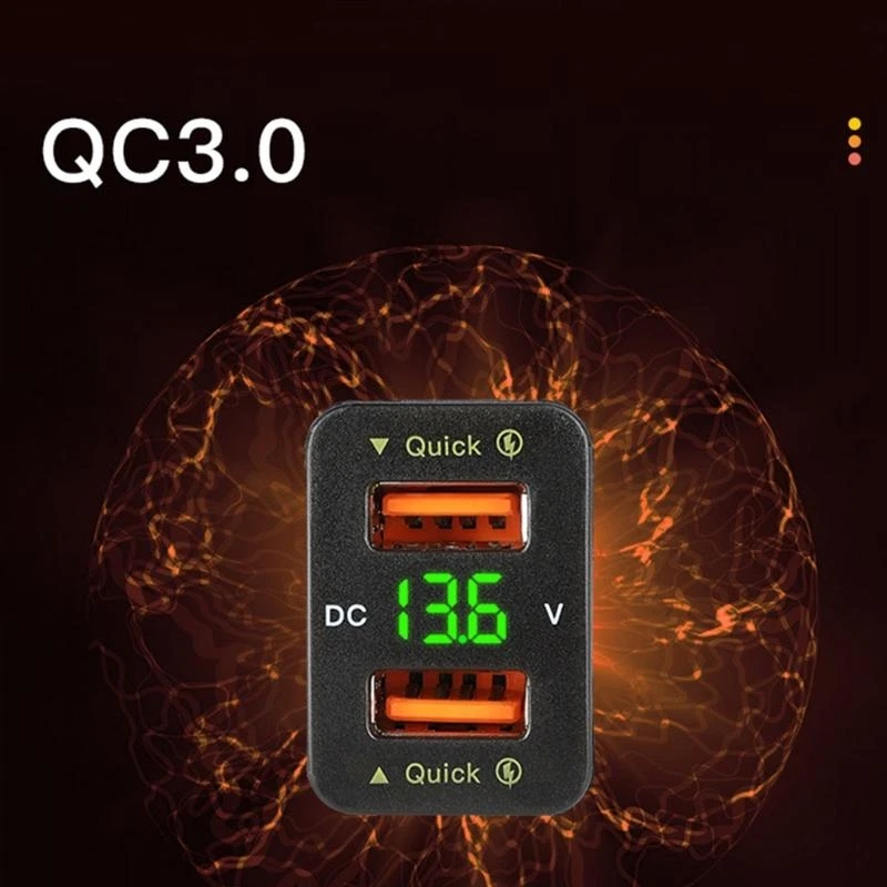 

Автомобильное зарядное устройство QC3.0 для быстрой зарядки мобильного телефона с дисплеем напряжения