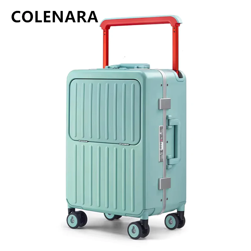 COLENARA Luggage New Front Opening Boarding Case Aluminum Frame Trolley Case 20