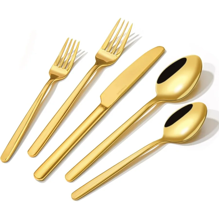 

Gold Silverware Set 60 Piece Flatware Cutlery Set for 12 18 10 Stainless Steel Silverware Mirror Polished Dishwasher Safe for H