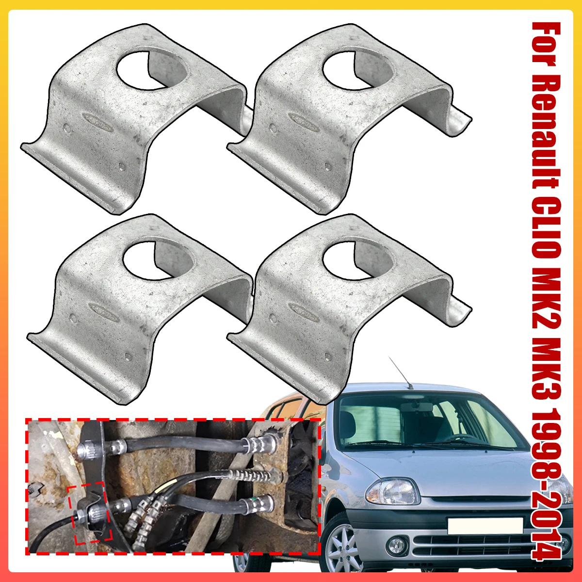 

Car Brake Hose Line Fixing Securing Clips FOR RENAULT CLIO MK2 MK3 Bracket Retaining Rivets Spring 1998-2014 Replacement Parts