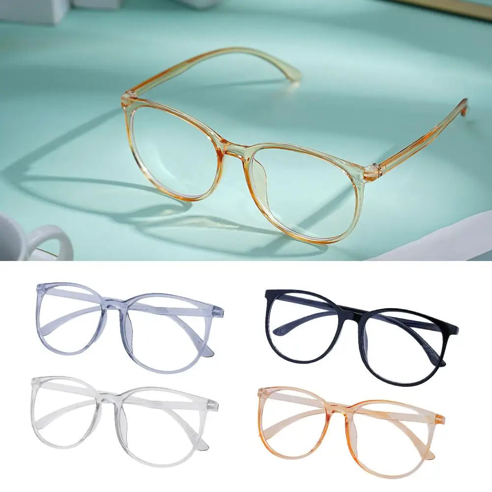 Transparente Computer Brille Rahmen Frauen Männer Anti Blau Licht Runde Brille Blackout Gläser Optische Gläser Linsen