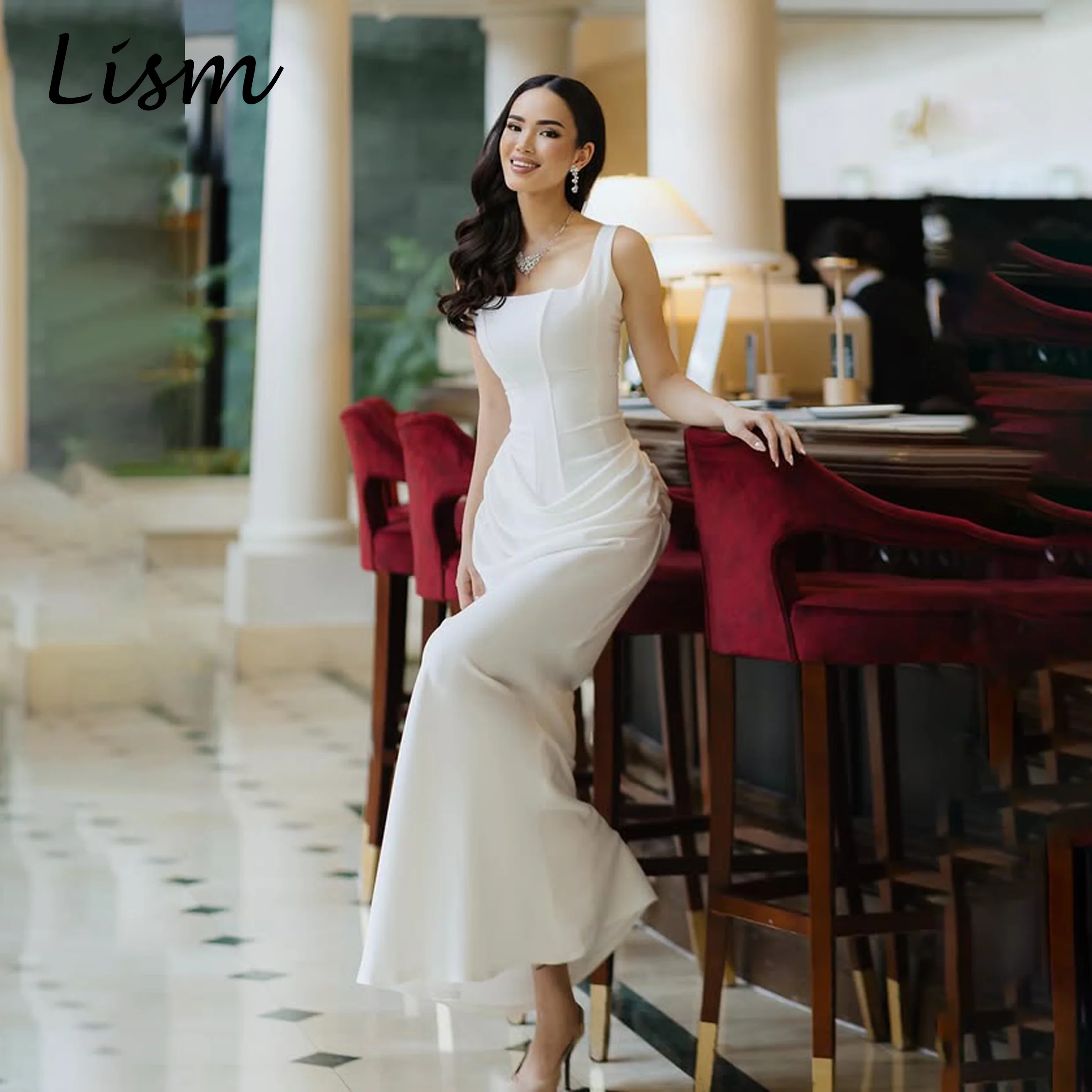 Lism Elegant Waist-Cut Sleeveless Strap Dress Women's Slim Fit Body Wedding Dresses For Woman Robe De Mariée 2026 Customized