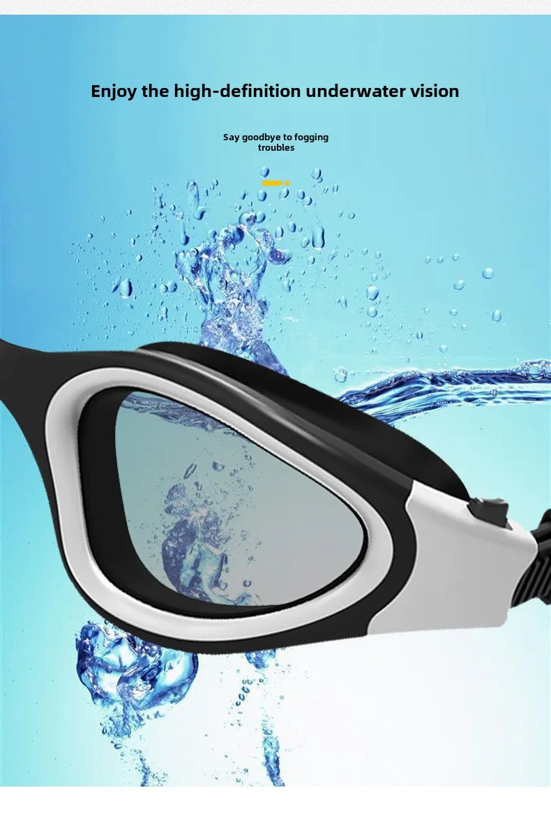 Swimming Accessories Protective Swim Eyewear with HD Anti-Fog Silicon for Adults - Waterproof Electroplated Swim Goggles