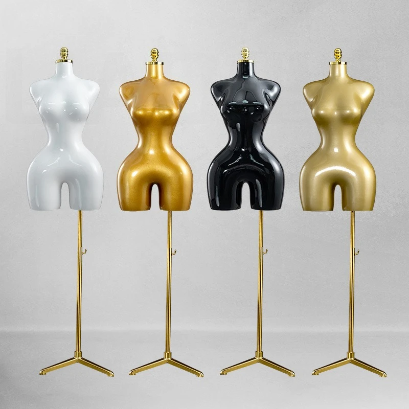 

Modern Gold Painted European Plus-size Female Mannequin Window Display Stand Half-body Women's Clothing Store Rack Supplies FYMQ