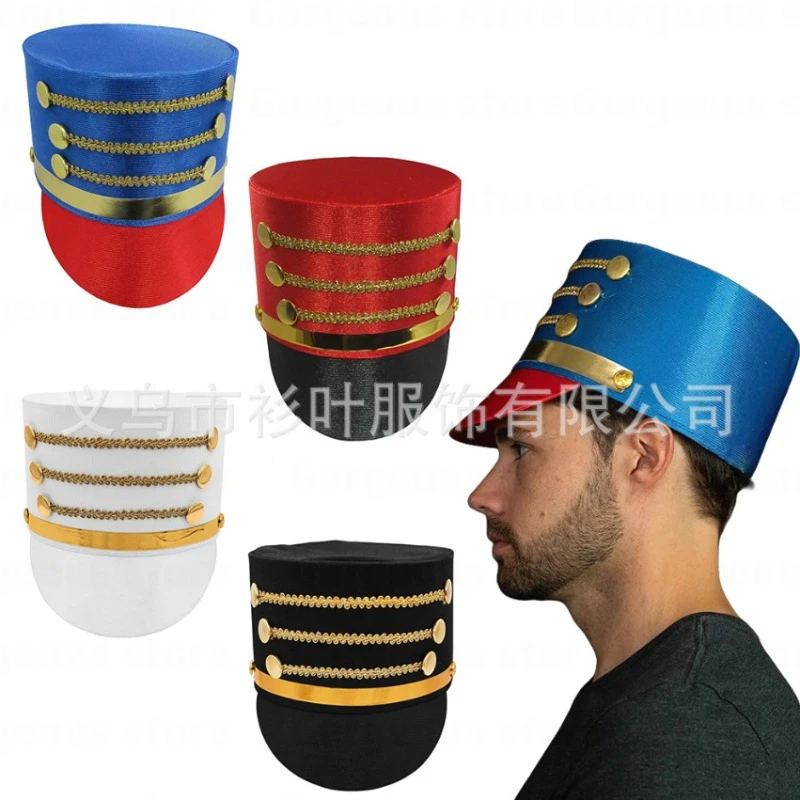 Gorra de marcha para adolescentes, estilo majorette, para banda, militar, soldado real, gorras superiores para Halloween, carnaval, cosplay, accesorios de gorra