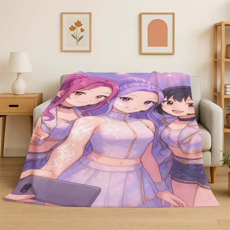 New KPop D-Demon H-Hunters Cartoon Flannel Throw Blanket,Warm Cozy Blanket for Bed,Sofa,Couch,Bedroom,Living Room,Office,Camping
