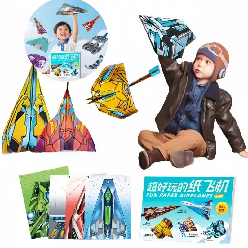 36Pcs DIY Children's Origami Airplane Parent-Child Full-Color Handmade Toy Airplane Educational Toy Hands-On Ability Puzzle Toy