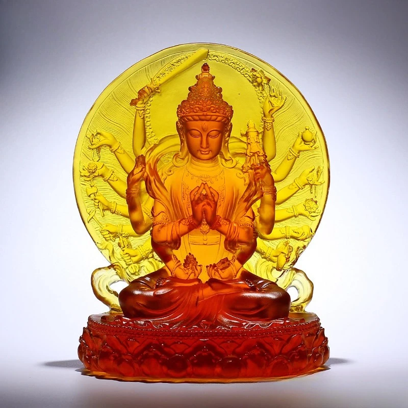 Crystal glass temple dedicated to Junti Bodhisattva Buddha statue for handmade use