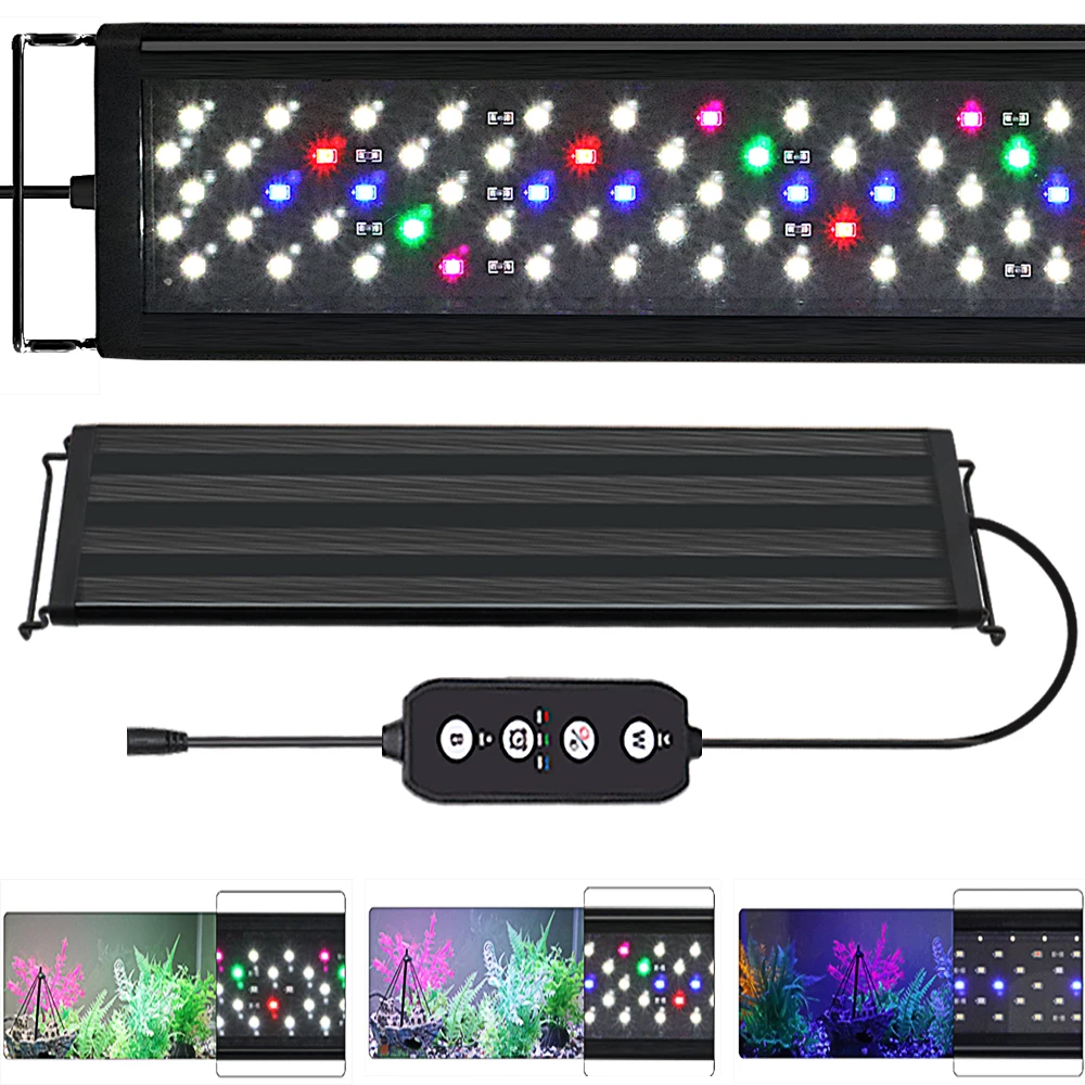 Lumière LED à intensité variable pour aquarium avec minuterie et fonction de mémoire de mise hors tension, croissance des plantes précieuses de