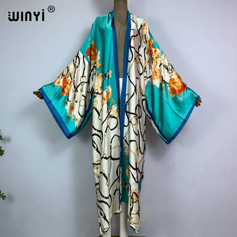 WINYI kimono Africa summer bohemian print beachwear Cardigan sexy Holiday loose swimsuit evening dress vestidos playa cover-ups