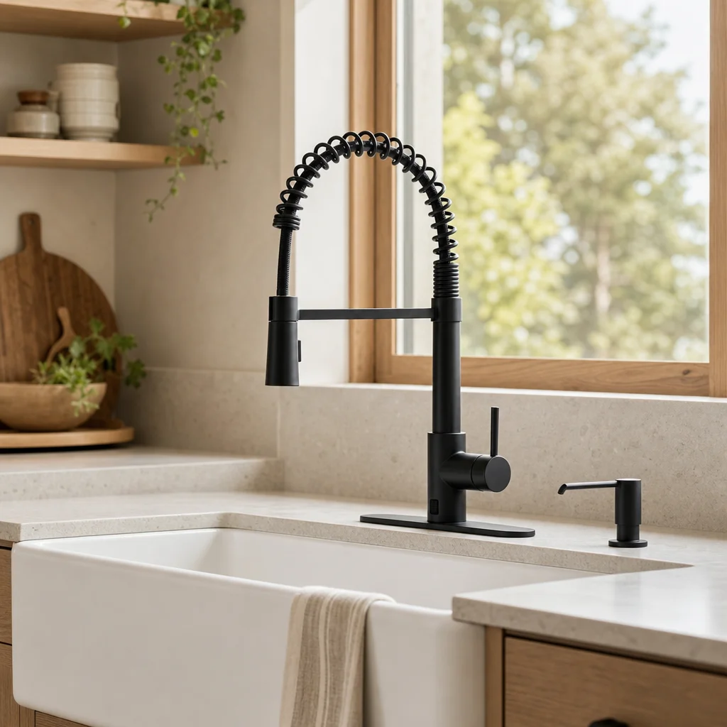 APPASO Touchless Kitchen Faucet with Soap Dispenser, Matte Black Pull Down Sprayer Motion Sensor Sink Faucet