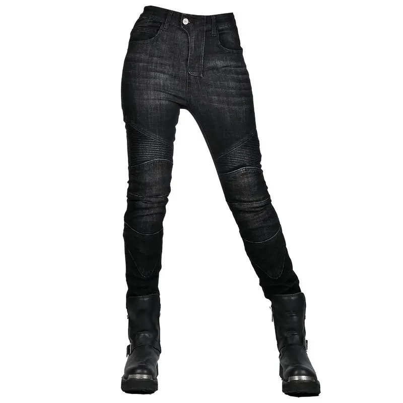 

2026 Fashion Women's Slim-Fit Distressed Motorcycle Riding Jeans, Vintage Stretch Anti-Fall Biker Pants with Protectors