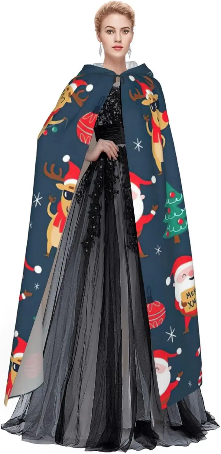 Santa-Claus-Christmas-print-Cape,-Halloween-hooded-Cape,-polyester-hooded-Cape,Fit-for-all-occasions-Cape