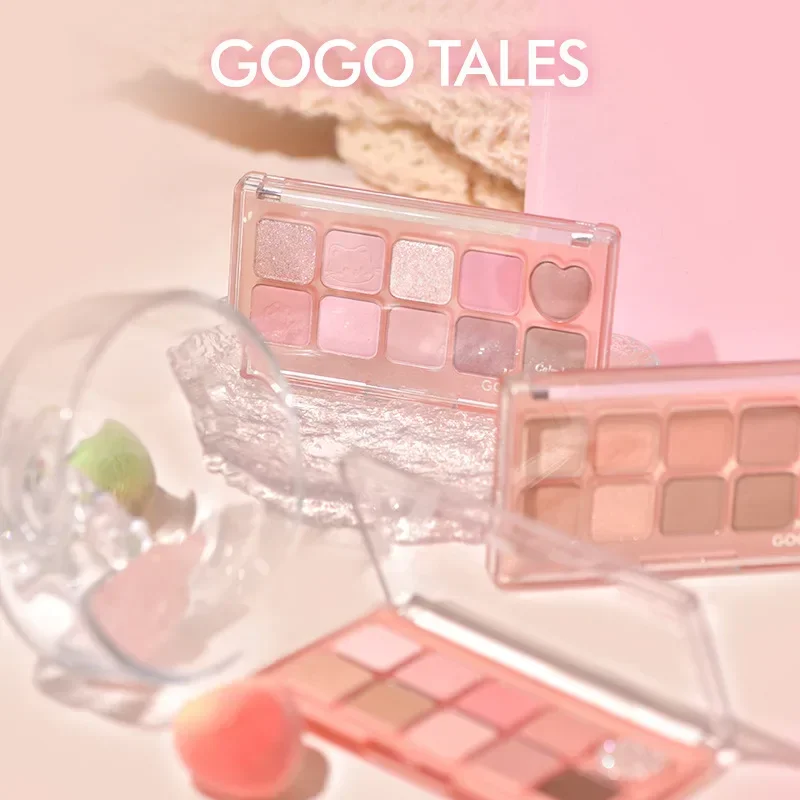 Gogotales paleta de sombras de olhos de dez cores blush iluminador tudo-em-um paleta de maquiagem marrom rosa caramelo