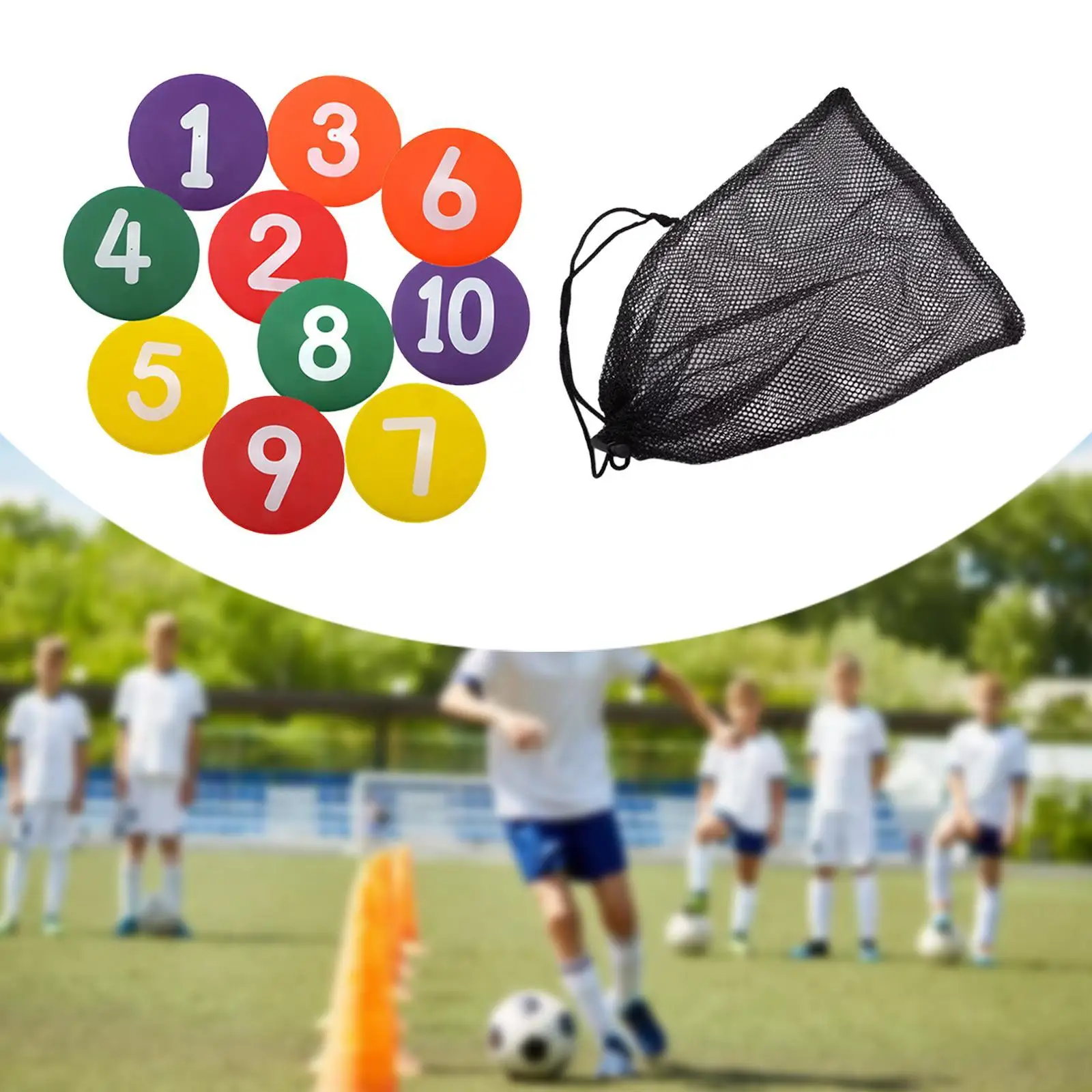 10Pcs Numbered Floor Spot Markers Equipment Flat Disc Markers for Soccer Training Exercise Basketball Indoor Outdoor Activities