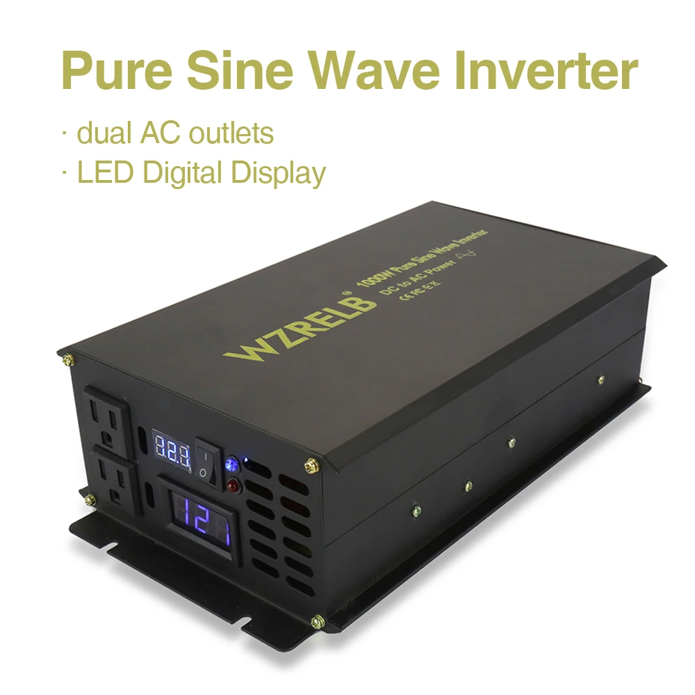 1000W Pure Sine Wave Inverter 24V 220V Solar Generator Battery DC to AC Converter Off Grid 12V/48V to 120V/240V Home Appliances