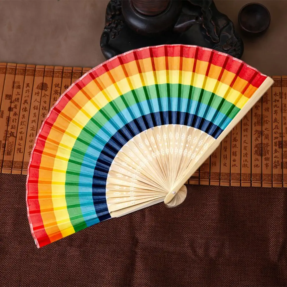 다채로운 레인보우 대나무 선풍기, 사랑과 평화, 휴대용 접이식 선풍기, LGBT 커뮤니티, 방수 핸드 팬, 남녀공용 파티 팬 