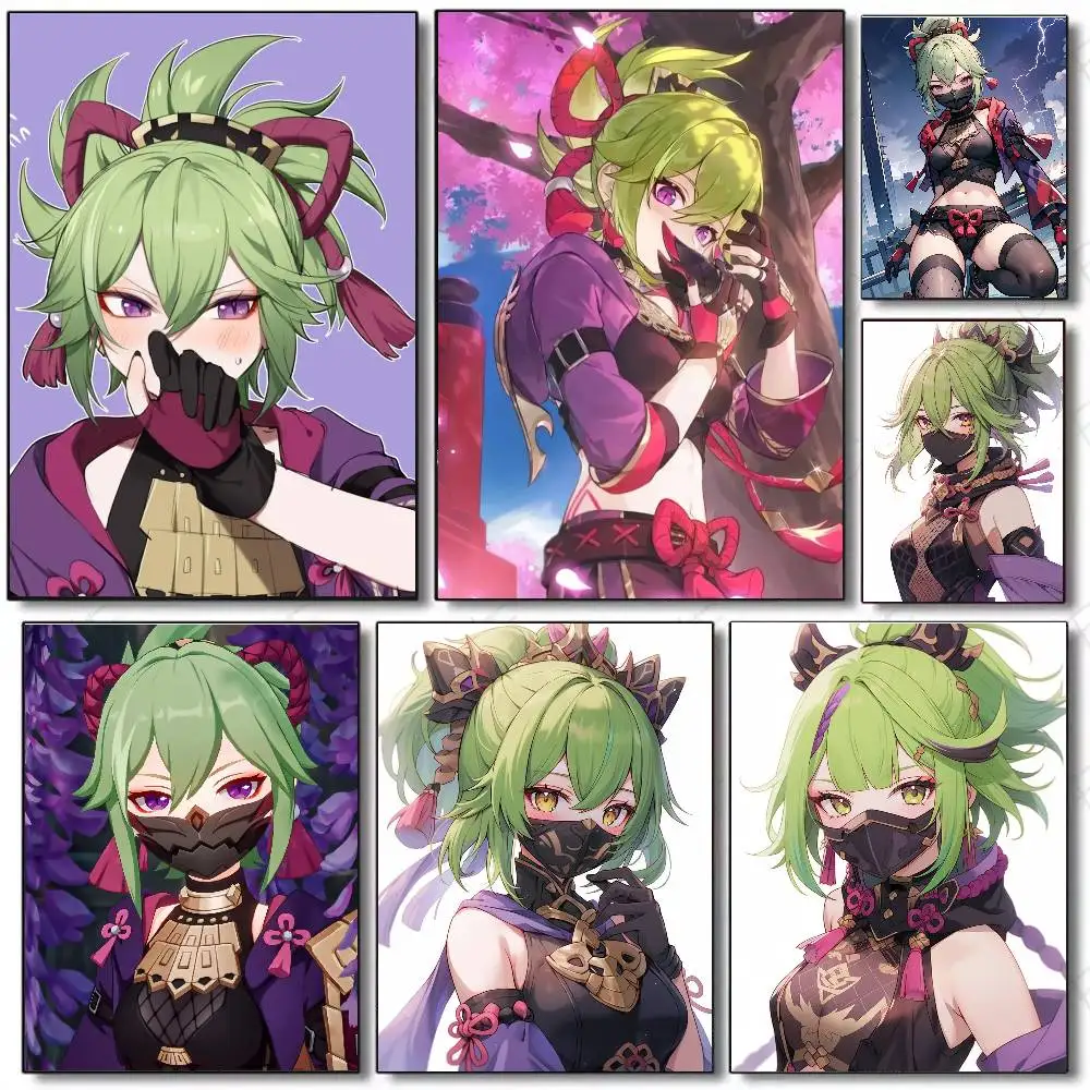 Kuki Shinobu Game G-Genshin I-Impact Art Sticky Wall Waterproof Home Living Room Bedroom Bar Aesthetic Decoration