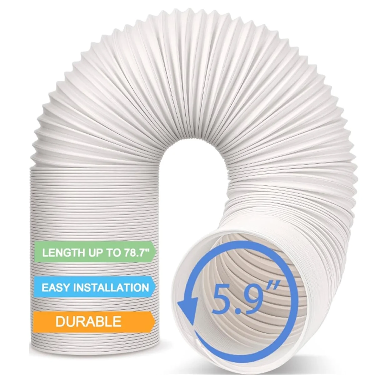 エアコンホース、ポータブル排気換気ホース、反時計回りACホース、直径5.9"