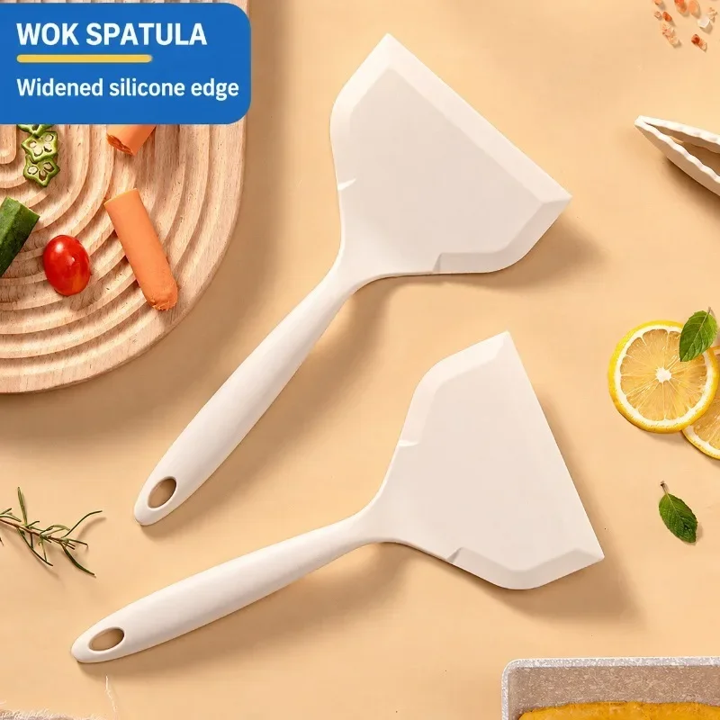Food-Grade Heat-Resistant Silicone Spatula Non-Stick Kitchen Turner Corner Scraper for Pancake Cooking