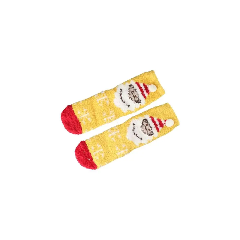 Socks Santa Claus Cartoon Snowman Christmas Hat Red Green Women Hosiery Coral Velvet Socks Middle Tube Socks Christmas Socks