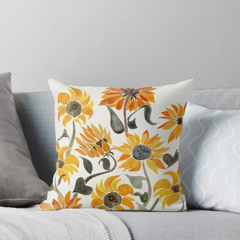 

Sunflower Watercolor – Yellow & Black Palette Throw Pillow Christmas Pillowcase covers for pillows pillow