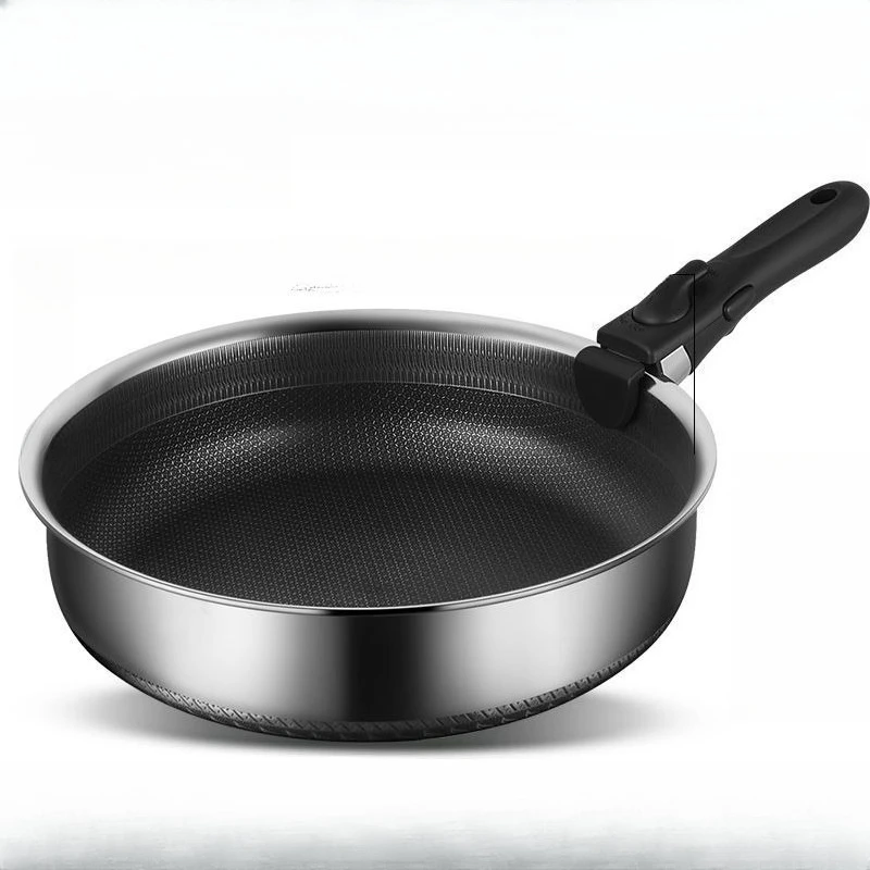 

Removable Handle Pot 316 Stainless Steel Pan Folding Non-Stick Wok Set Portable Outdoor Wok
