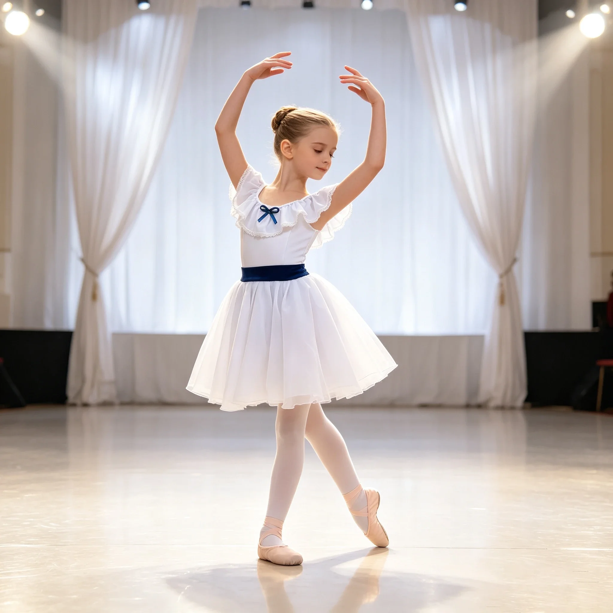 White Chiffon Ballet Tutu Skirt for Girls Women Classic Ballerina Dress for Dance Performance Costume Recital & Graduation