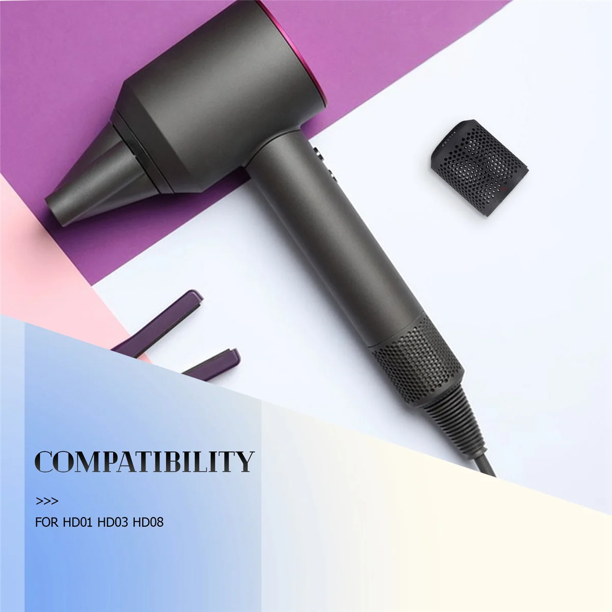 Suitable for Dyson Hair Dryer HD01 HD03 HD08 Dustproof Outer Filter Cover Vacuum Cleaner Accessories Grey image 3